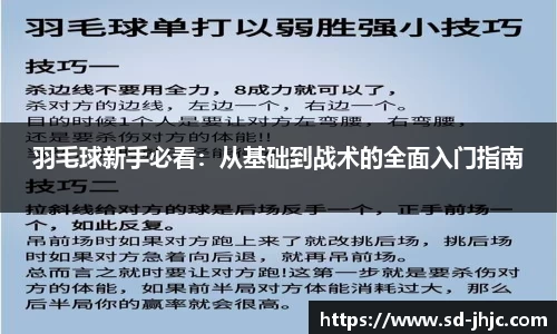 羽毛球新手必看：从基础到战术的全面入门指南